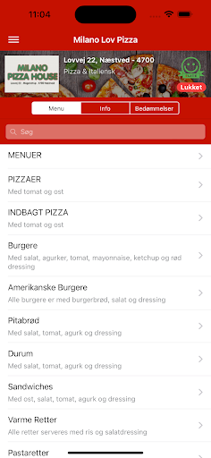 Android application Milano Lov Pizza screenshort