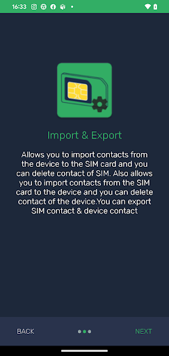 Sim Card and Contact Manager Screen 2