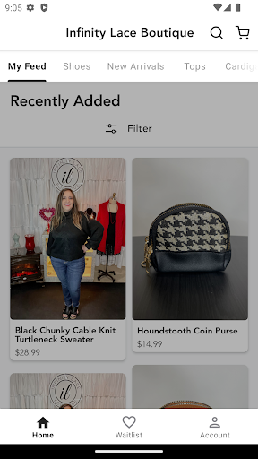 Android application Infinity Lace Boutique screenshort
