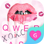Glitter Kylie Kiss Lips Keyboard Theme for Girls