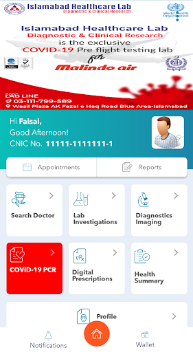 Android application Islamabad Health Care Lab IHCL screenshort