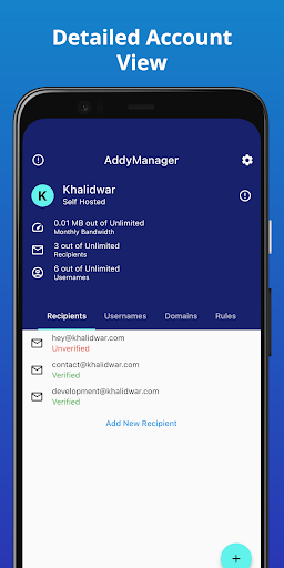 AddyManager: Addy.io Mobile Screen 2