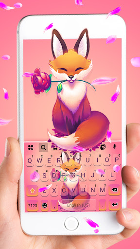 Android application Cute Pink Fox Keyboard Backgro screenshort