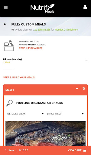 Nutrify Meals Screen 2