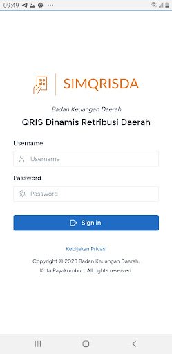 Android application SIMQRISDA screenshort