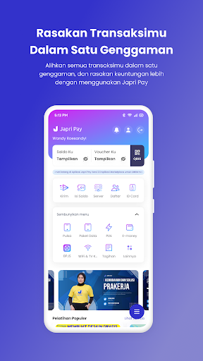 Android application Japri Pay screenshort
