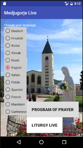 Android application Medjugorje Live Streaming screenshort
