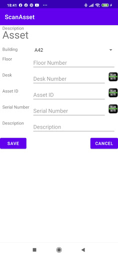 Android application Assets Inventory Scanner screenshort