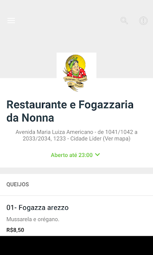 Android application Restaurante e Fogazzaria da No screenshort