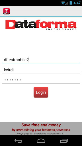 Android application Dataforma 2.0 screenshort