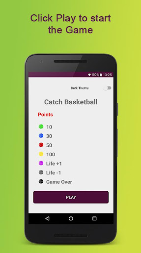 Android application Catch Basketball screenshort