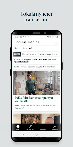 Android application Lerums Tidning screenshort