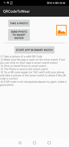 Android application QR Code to Smart Watch screenshort