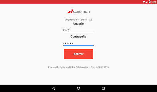 Android application SMSTransporte screenshort