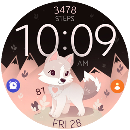 Cute Wolf digital watch face logo