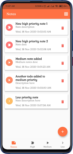 Android application Note Keeper screenshort