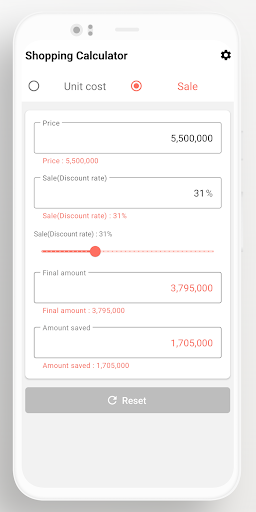 Shopping Calculator Screen 3