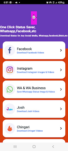 Android application All At One Click Status Saver screenshort