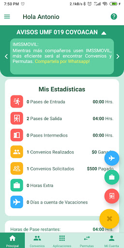 Android application IMSSMOVIL convenios y permutas screenshort