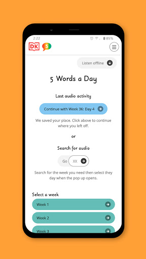 Screenshot of DK 5 Words