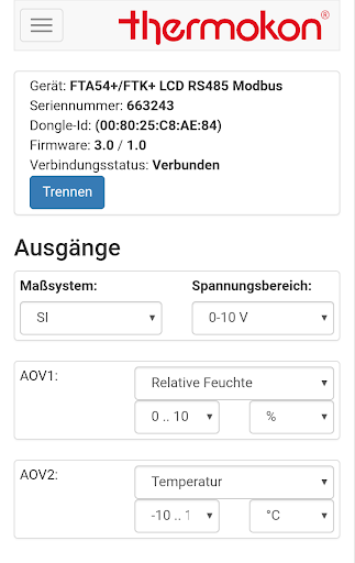Thermokon USEapp Screen 2
