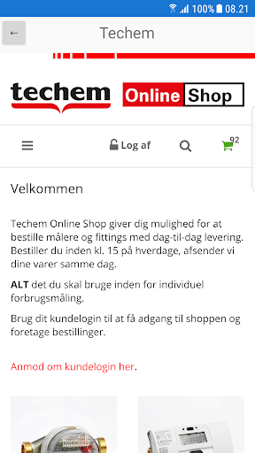 Android application Techem Shop screenshort