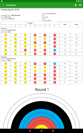 Screenshot of MyTargets Archery