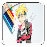 how to draw easy Boruto Characters icon