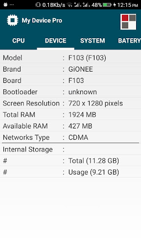 My Device Pro (Systeminfo) Screen 2