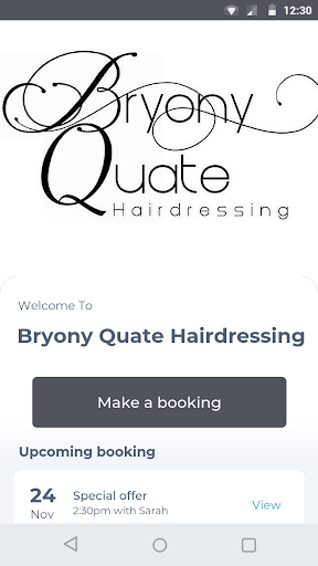 Android application Bryony Quate Hairdressing screenshort
