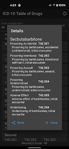 ICD-10 Table of Drugs Screen 3
