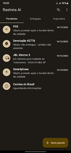 Android application Rastreia Aí (Correios) screenshort