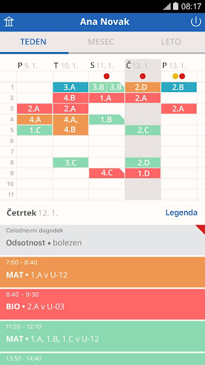 Android application eA Učitelj screenshort