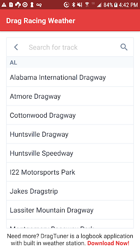 Android application Drag Racing Weather Station screenshort