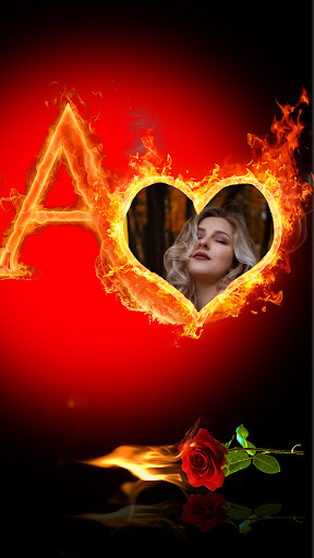 Android application Fire Text Love Photo Frames screenshort