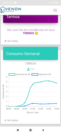 VENON FIBRA APP Screen 3