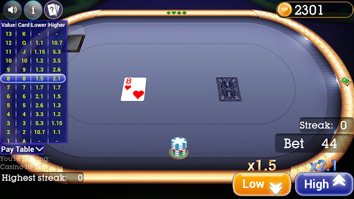 Android application Casino High Low screenshort
