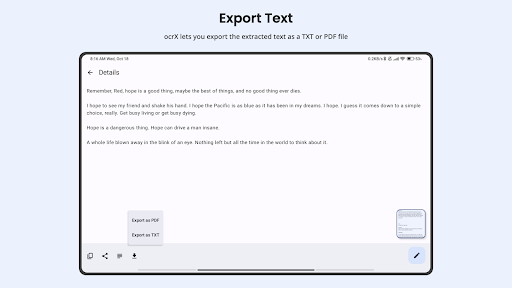 Screenshot of OCR - Image to Text - Extract