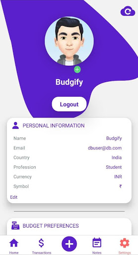 Budgify - Personal Savings  Budget Tracker