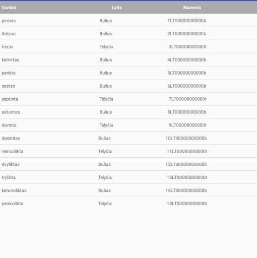 Android application Galvijai screenshort