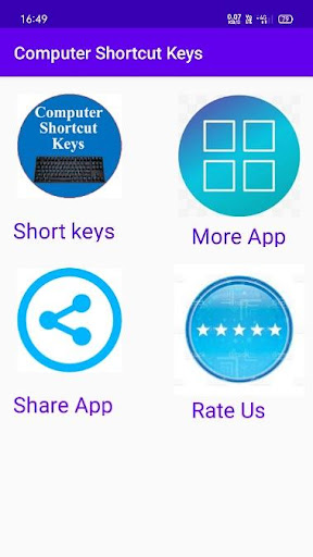 Android application Computer Shortcut Keys screenshort