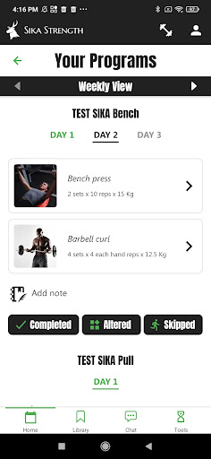 Android application Sika Strength screenshort