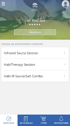 Android application Live Well Spa screenshort