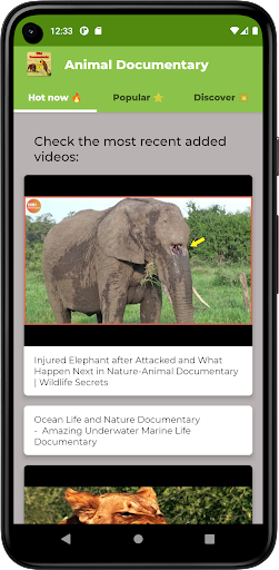 Android application Animal Documentary screenshort