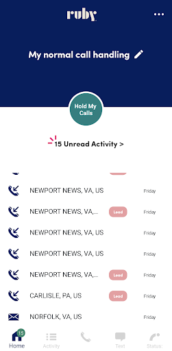 Android application Ruby 2.0 Virtual Receptionists screenshort