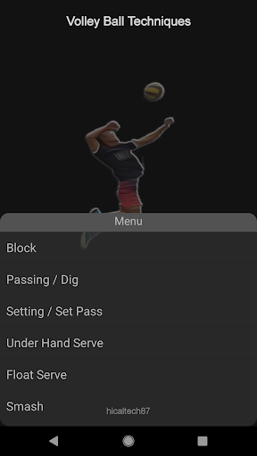 Android application Volleyball Techniques screenshort