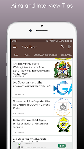 Android application Ajira Today screenshort
