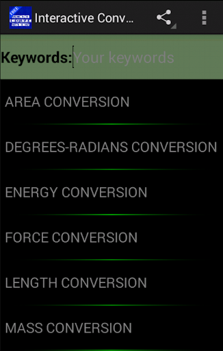 Android application Interactive Conversion screenshort