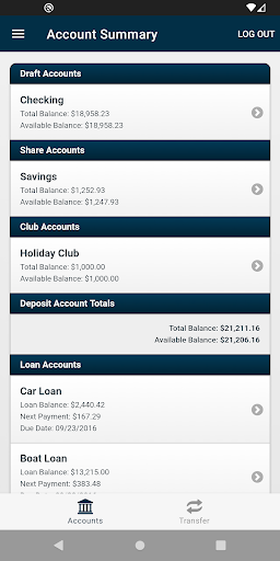 Kinzua FCU Mobile Banking Screen 2