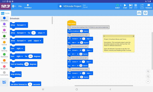VEXcode 123 Screen 3